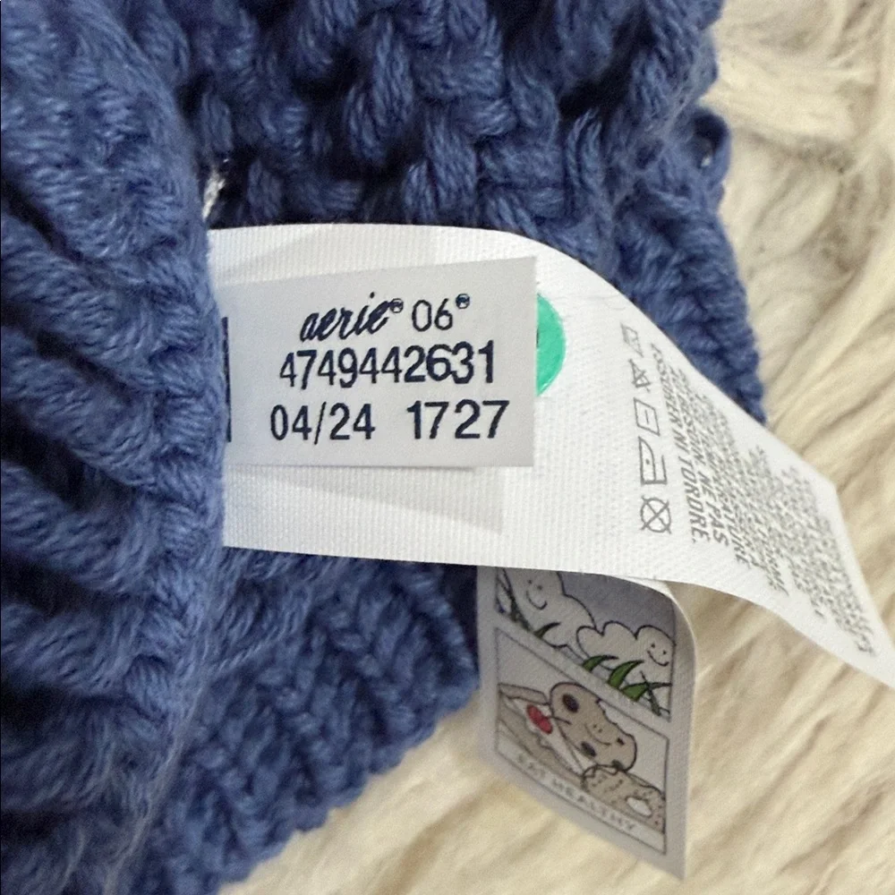 Aerie Easy High-Neck Crochet-Style Tank in‎ Cottage Blue Size Med NWT Lagenlook - Picture 7 of 7